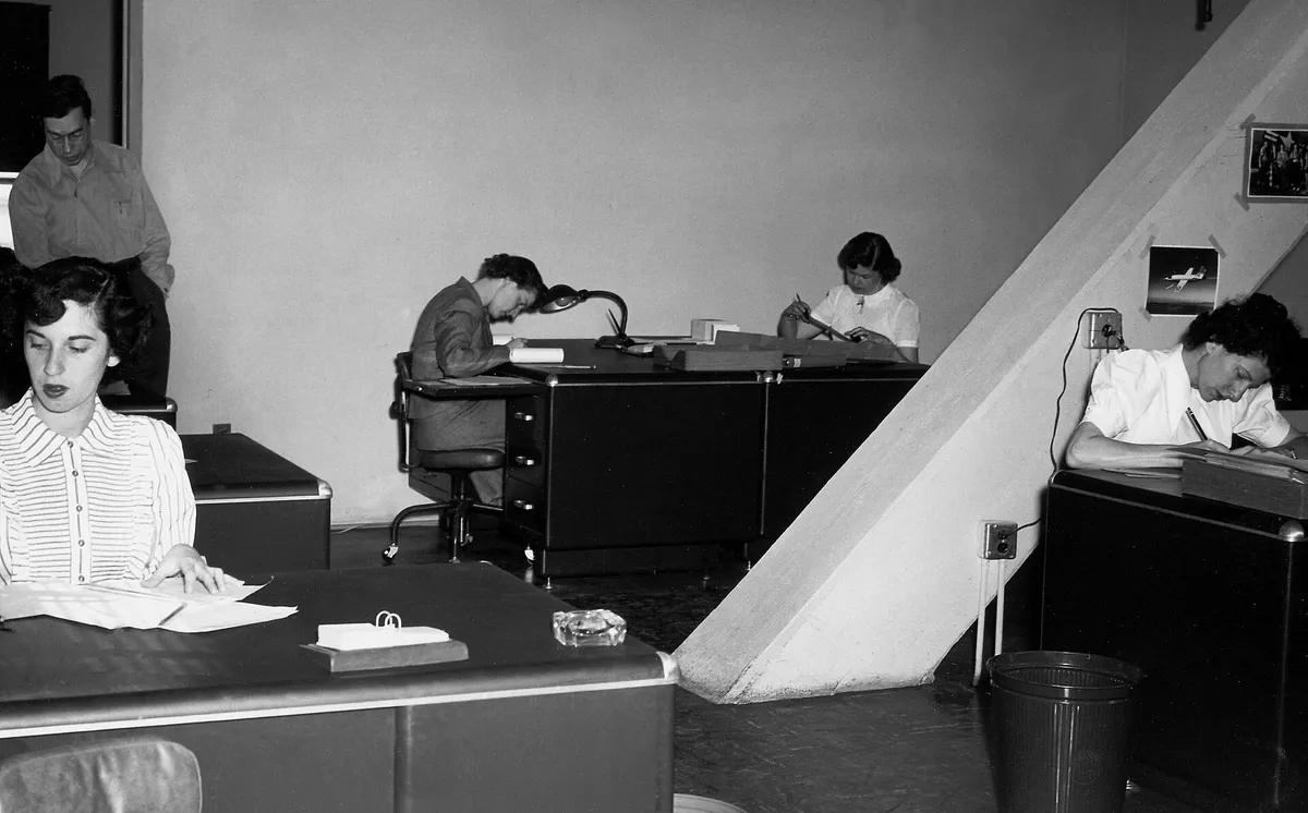 Human computers at work at NACA, the agency that became NASA. Photo: NASA, via Wikimedia Commons (no known restrictions).